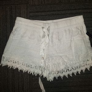 White lace shorts
